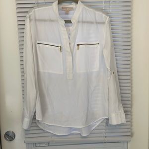 Womens Michael Kors white half button shirt